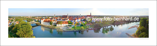 Straubing Stadtansicht von der Donau (Panorama-Ansicht)