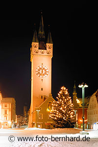 Stadtturm,Schnee, Christbaum
